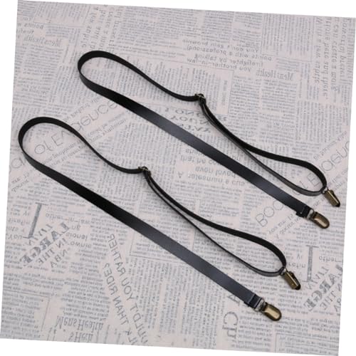 FRCOLOR 2Pcs Adjustable Elastic Braces Pants Straps for Non Slip PU Leather Trousers Suspenders with Strong Clips for Boys and Durable Design2