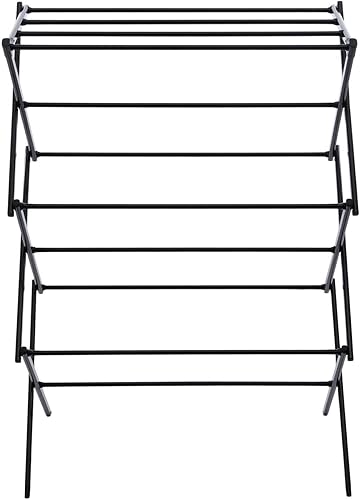Hobby Lobby Escurridor de ropa plegable, espacio de secado de 20 pies, acero negro, 41.25 x 28.75 x 14.5 pulgadas