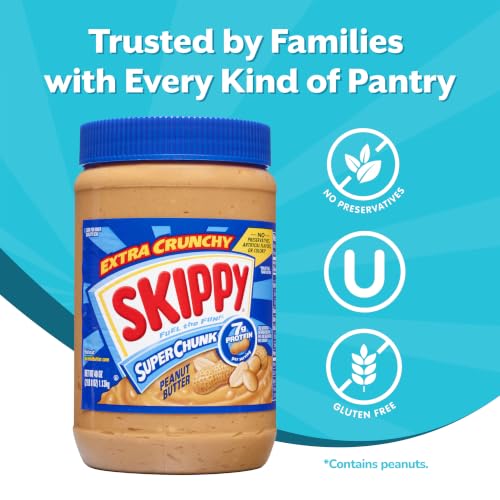 Image of SKIPPY SUPER CHUNK Peanut Butter, Plant Based Protein, 40oz x1