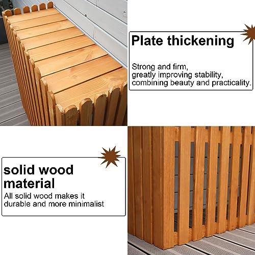 Massivholz klimaanlage abdeckung, klimaanlagenabdeckungen outdoor, schutzabdeckung der klimaanlage, bodenständer für klimaanlagen, Lärm reduzieren, Geeignet für den Außenbereich, Garten ( Color: Pear-2