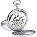 Produktbild Skeleton Double Hunter Pocket Watch Chromed Ornate - 17 Jewel Mechanical - Box