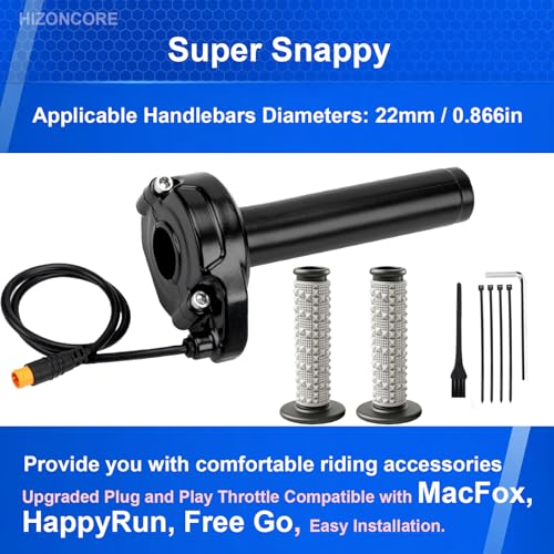 Image of Ebike Full Twist Throttle for Macfox, 3 Pin Surron Style Throttle Grip Kit 12V-72V Compatible with HappyRun Freego Heybike Electric Dirt Bike