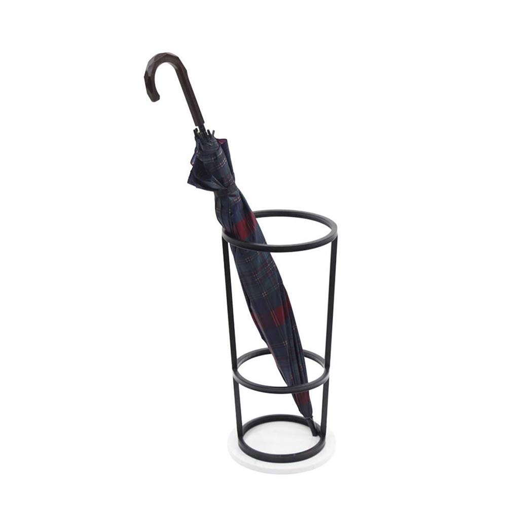 FCXWEVR Modern Round Metal Iron Umbrella Stand with Marble Base for Home Office Hotel Entryway Antirust Black Holder