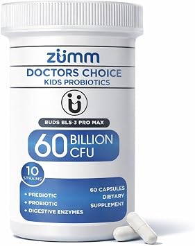 Doctors Choice Kids Probiotic, Prebiotics & Enzymes, 60Billion CFU, 60 Count