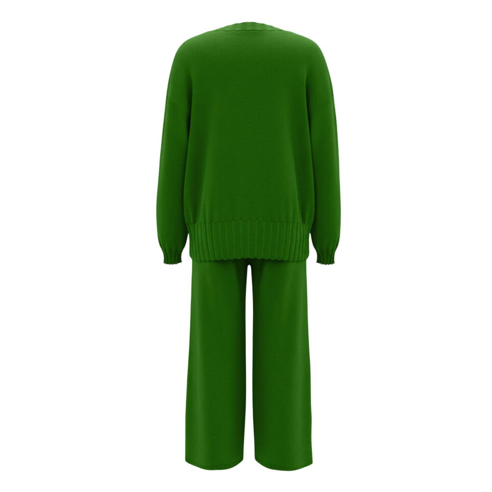 Pantaloni in Maglia Larghi, Casual, da Indossare in Due Pezzi con Maglione e Pantaloni a Gamba Larga