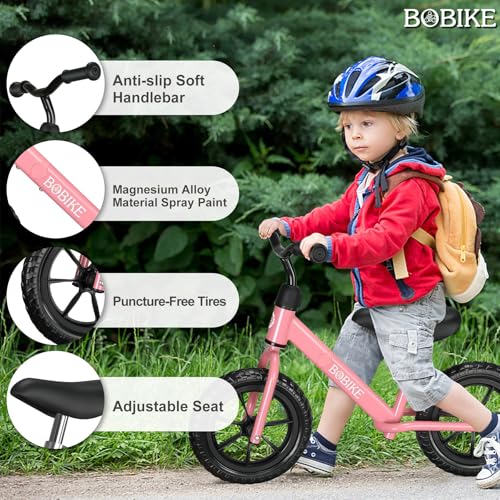 Image of Bobike Toddler Balance Bike Toys for 2 to 5 Year Old Girls Boys Adjustable Seat and Handlebar No-Pedal Training Bike Best Gifts for Kids