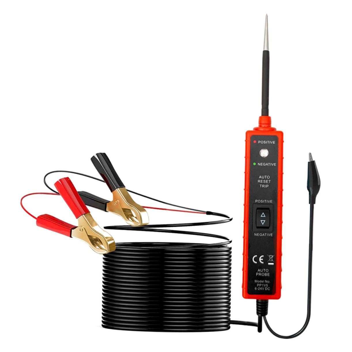 Probador de Circuitos Automotriz con Clips Positivos y Negativos Cable de Metros Alta Precisión para Diagnóstico Eléctrico y Prueba de Polaridad Vehículos