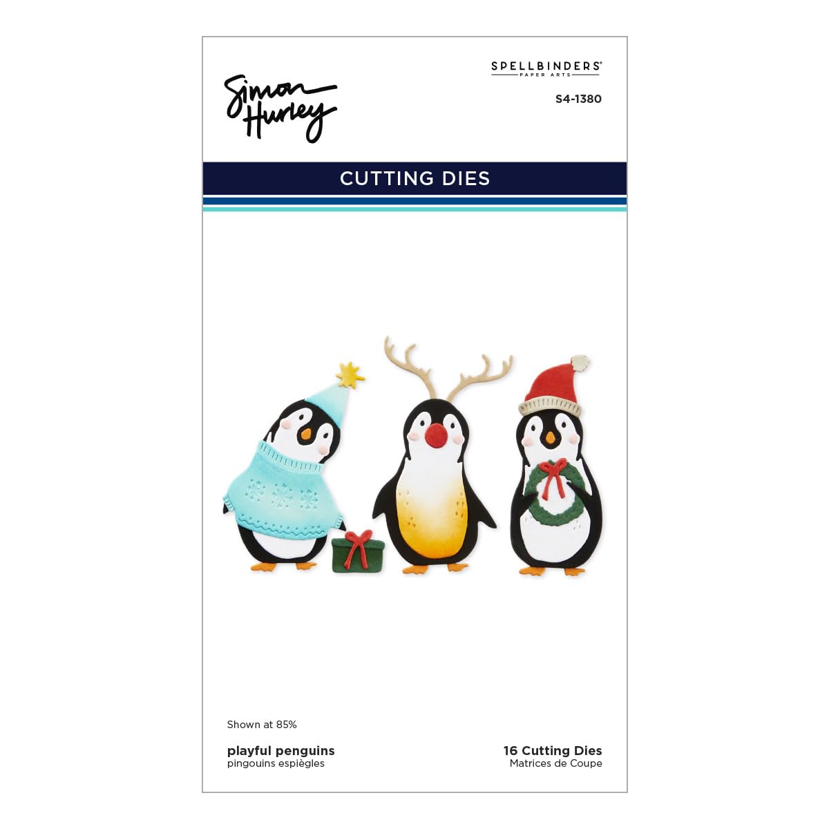 Spellbinders Etched Die by Simon Hurley-Playful Penguins, Let It Snow