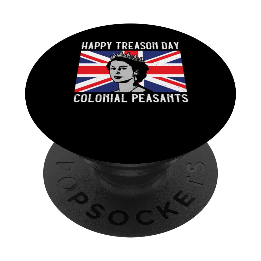Happy Treason Day British 4th of July PopSockets Swappable PopGrip, Black