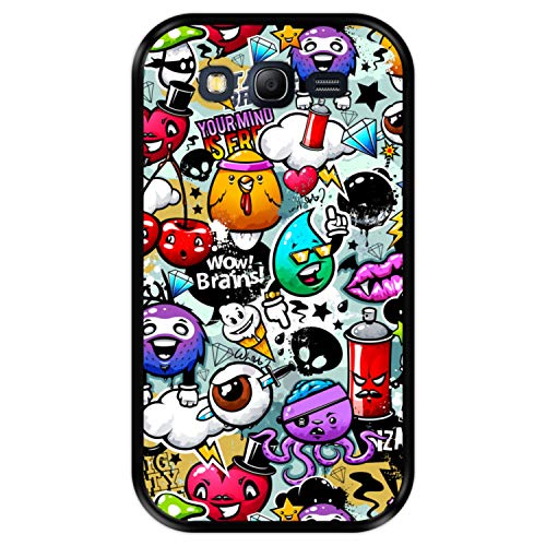 Hapdey Funda Negra para Samsung Galaxy Grand Lite Grand Neo Neo Plus diseo Abstracto Textura de Graffiti con Personajes Animados 2 Carcasa Silicona Flexible TPU