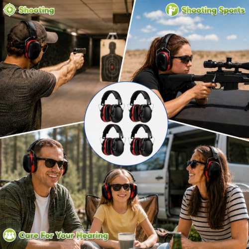 Image of Yunsailing 4 Pcs Nrr 28db Noise Reduction Ear Protection Hearing Protection Muffs Foldable Headphones for Shooting