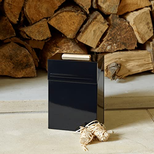 Valiant Aufbewahrungsbox für Feueranzünder, Metallbehälter mit Klappdeckel, Schwarz