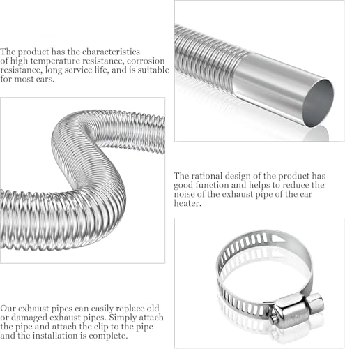 HEZHU 300cm Edelstahl Auspuff Abgasrohr mit Schalldämpfer Für Luft Diesel Standheizung
