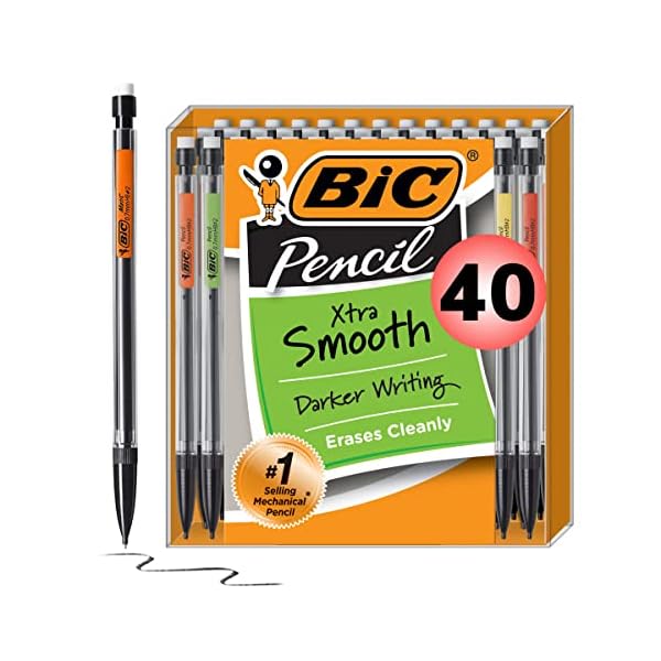Bic Mechanical Pencils, 40 count, Black barrel with multi color clips by BIC