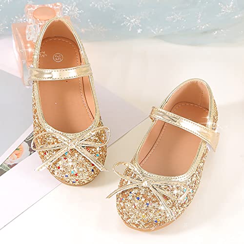 Children's Girls Wedding Shoes Flower Child Sequins Fine Glitter Bow Girl Princess Shoes Rhinestone Party Birthday Prom Flat2