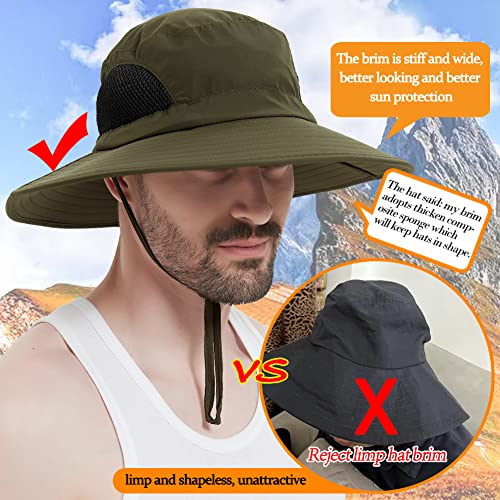 Sireck Sun Hat For Men Women, Upf 50+ Fishing Hat, Outdoor Sun Protection Bucket Hats, Water Resistant Wide Brim Safari Hat Quick Dry Summer Boonie Hat For Hiking Hunting Gardening Beach (Army Green) #TOP3
