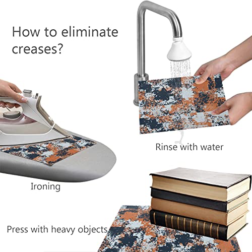 Gradient Navy Blue Orange Placemats For Dinning Table Set Of 4 Burlap Kitchen Place Mats Waterproof Cloth Table Mats,Middle Century Abstract Oil Painting Art Placemats Easy Clean Dinner Decor #TOP1