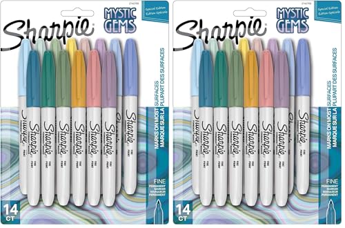 Sharpie Mystic Gem permanent markers, fine point, 14-count (pack of 2)