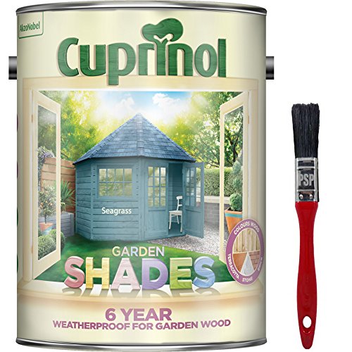 New 2018 Improved Formula Cuprinol Garden Shades Seagrass 5L. Now Offers 6 Year Garden Wood Weather Protection. Includes PSP Touch up Wood Care Brush.