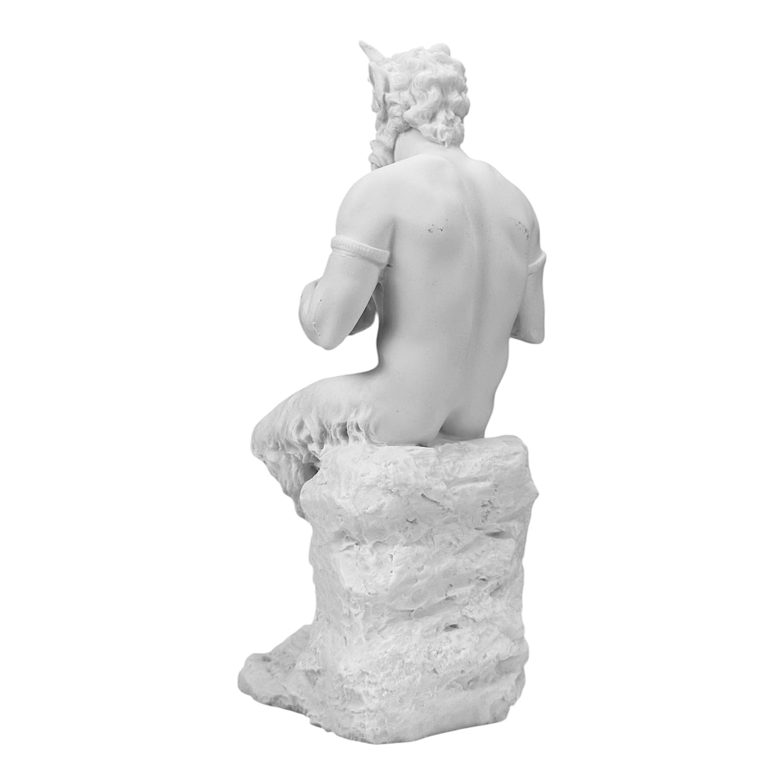 Pan Griechischer Gott Satyr Figur spielt Flöte - handgefertigte griechische Mythologie Statue - gegossene Marmorskulptur
