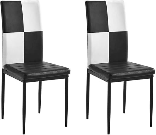 Amazon Whitson Furnitureダイニングチェア 2脚セット Puレザー 黒 白 食卓椅子 背もたれ付き バイバックチェアー 肘無し モダン 北欧 ２人掛け 椅子 スチール脚 肘無チェア おしゃれ 組立簡単 カフェ風 シンプル 家庭 ホテル用 結婚式 パーティー 会議室 オフィス 合成