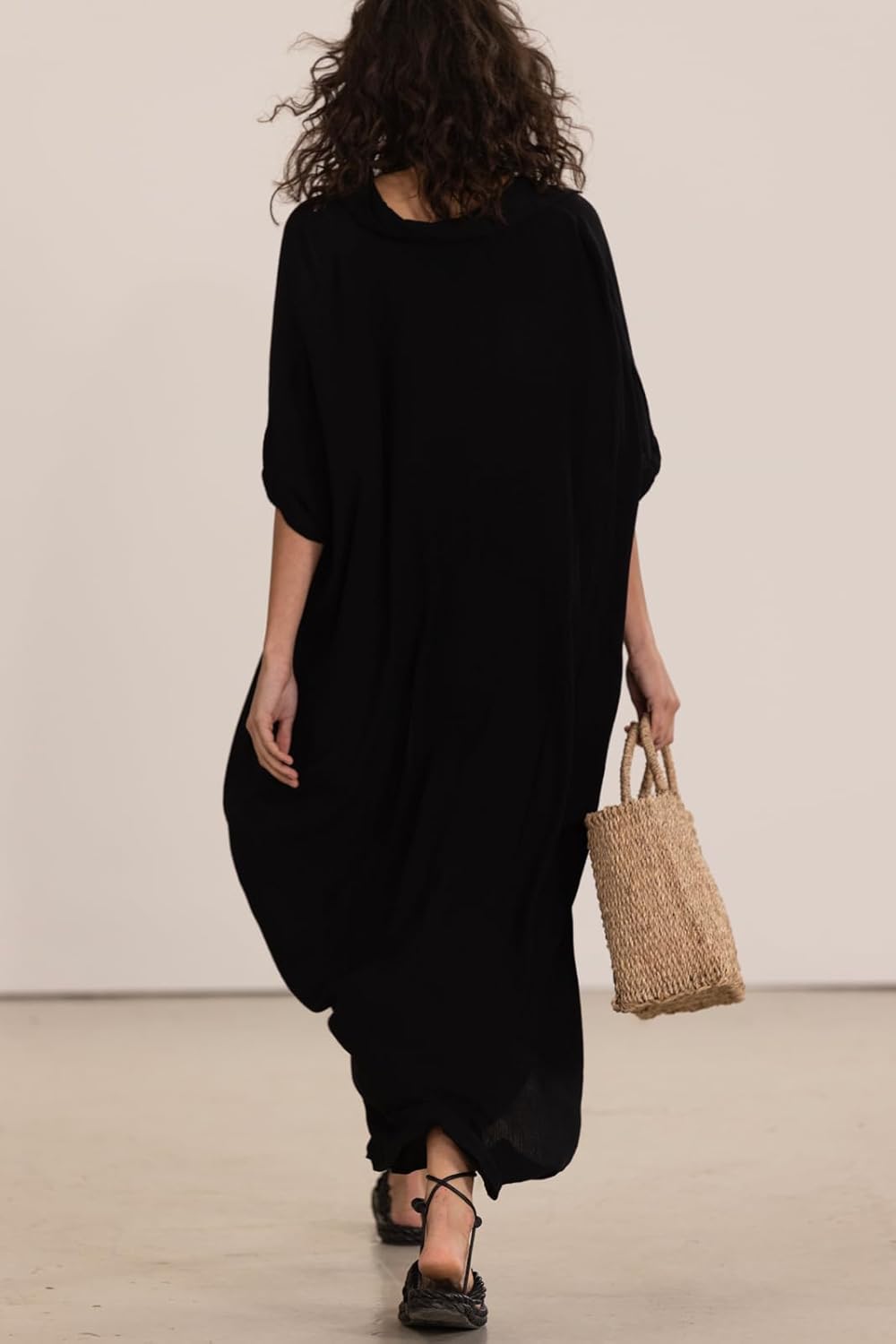 Gottex Womens Beach Life Button Front Cover Up Kaftan Style Maxi Dress with Short Sleeves Relaxed Fit Swim Essential - Image 5