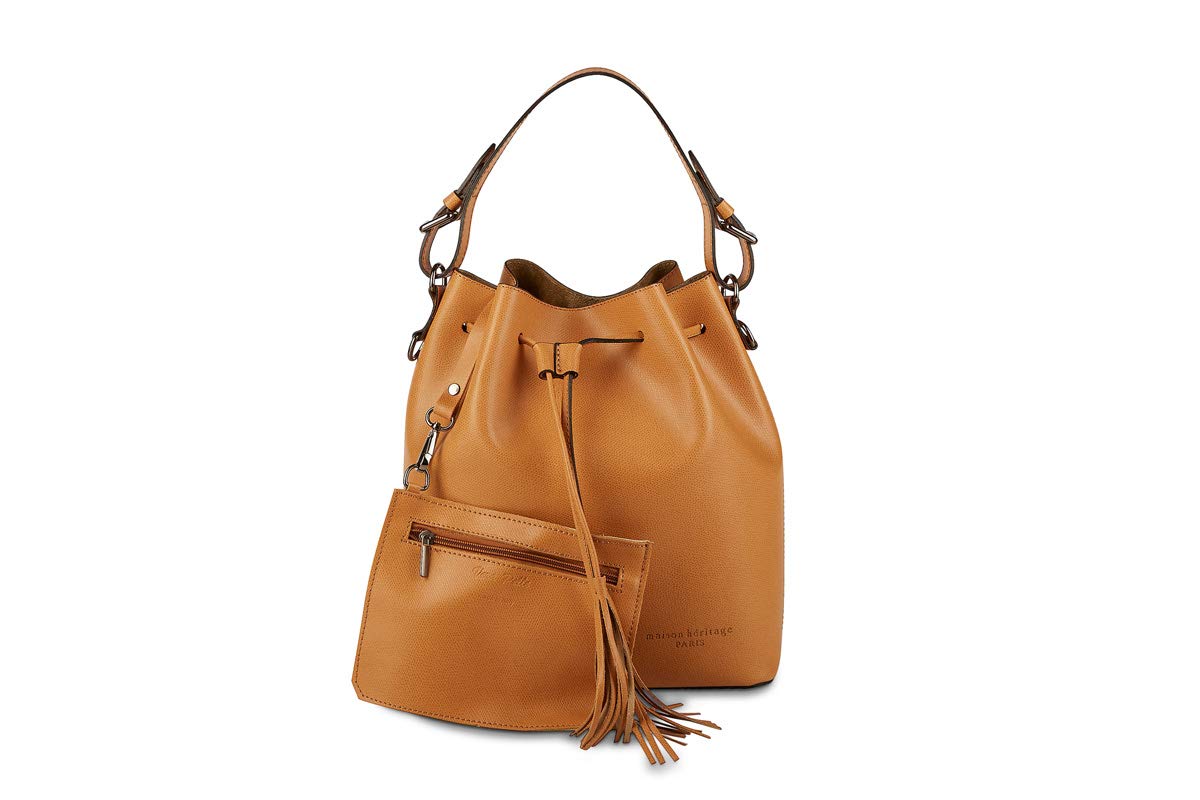Maison Heritage Jila Camel Leather Woman Shoulder Bag Made In