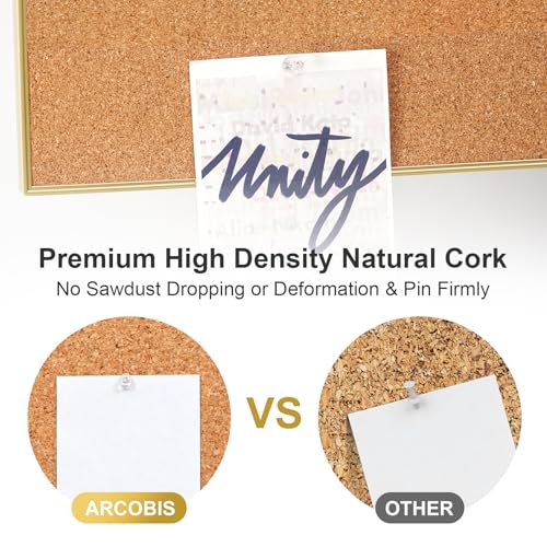ARCOBIS Cork Board White Board Combo, 36 x 24 Inch Bulletin Board-Gold Frame, Magnetic Dry Erase Board & Corkboard for Wall, Vision Board for Home, Office, School
