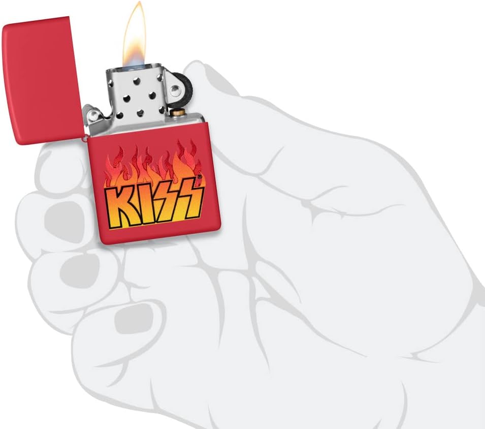 Zippo Unisex-Adult Music Lighters, Red Matte KISS Flames