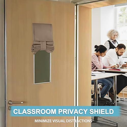 Image of RYB HOME Classroom Door Window Cover, Blackout Shades for Classroom Windows and Doors Cover Lockdown Shades, Room Darkening Design Blocks Views, W 8 x L 36, 1 Panel, Mocha