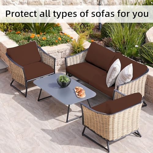 Image of BIETYONE 8 Pcs Stretch Patio Cushion Covers,for Outdoor Couch Covers Replacement,Patio Slipcovers Couch Cover,Washable Furniture