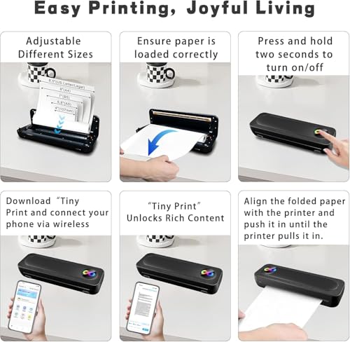 Image of Portable Thermal Wireless Printers for Travel, Inkless Bluetooth Printer Support for 8.5 inchx11 inch US Letter & A4 Thermal Paper Compatible with iOS, Android & Laptop for Tattoo,Office (BG25)
