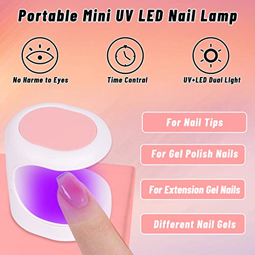 Acrylic Nail Supplies with UV Light Manicure Set, Base TOP Coat Gel Polish Kit Nail Glue Extension Kit Nail Art Brushes Glitter Files Tools Gel Remover for False Fake Nail Tips & Press On Nails