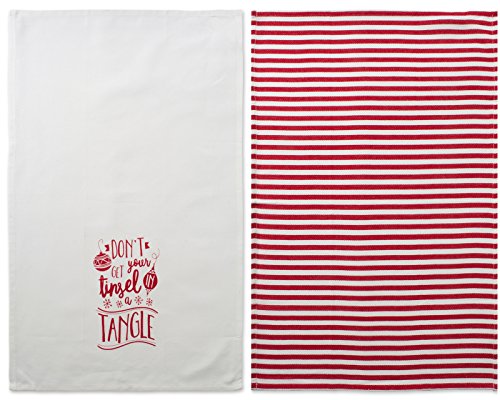 Image of DII Christmas Tea Towels Decorative Kitchen Dish Towel Set, 18x28, Tinsel in a Tangle, 2 Piece