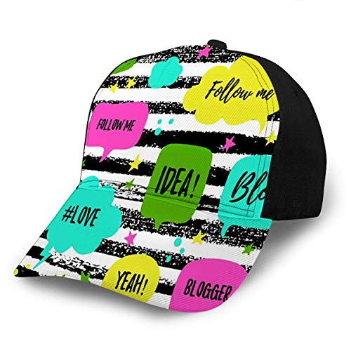 Sports Caps Baseball Hats Speech Bubbles with Phrases Blog Blogger Love Follow Me