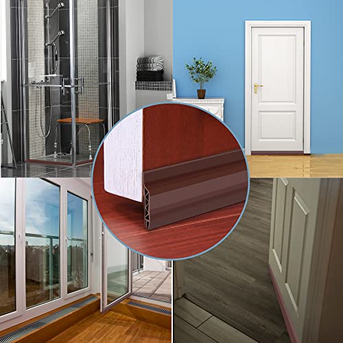 Jusdreen Door Sealing Strip,Door Sweep For Exterior & Interior Sound Insulation Strip,Strong Adhesive Door Sweep Soundproof Weather Stripping, 2" W X 39" L, Brown #TOP5