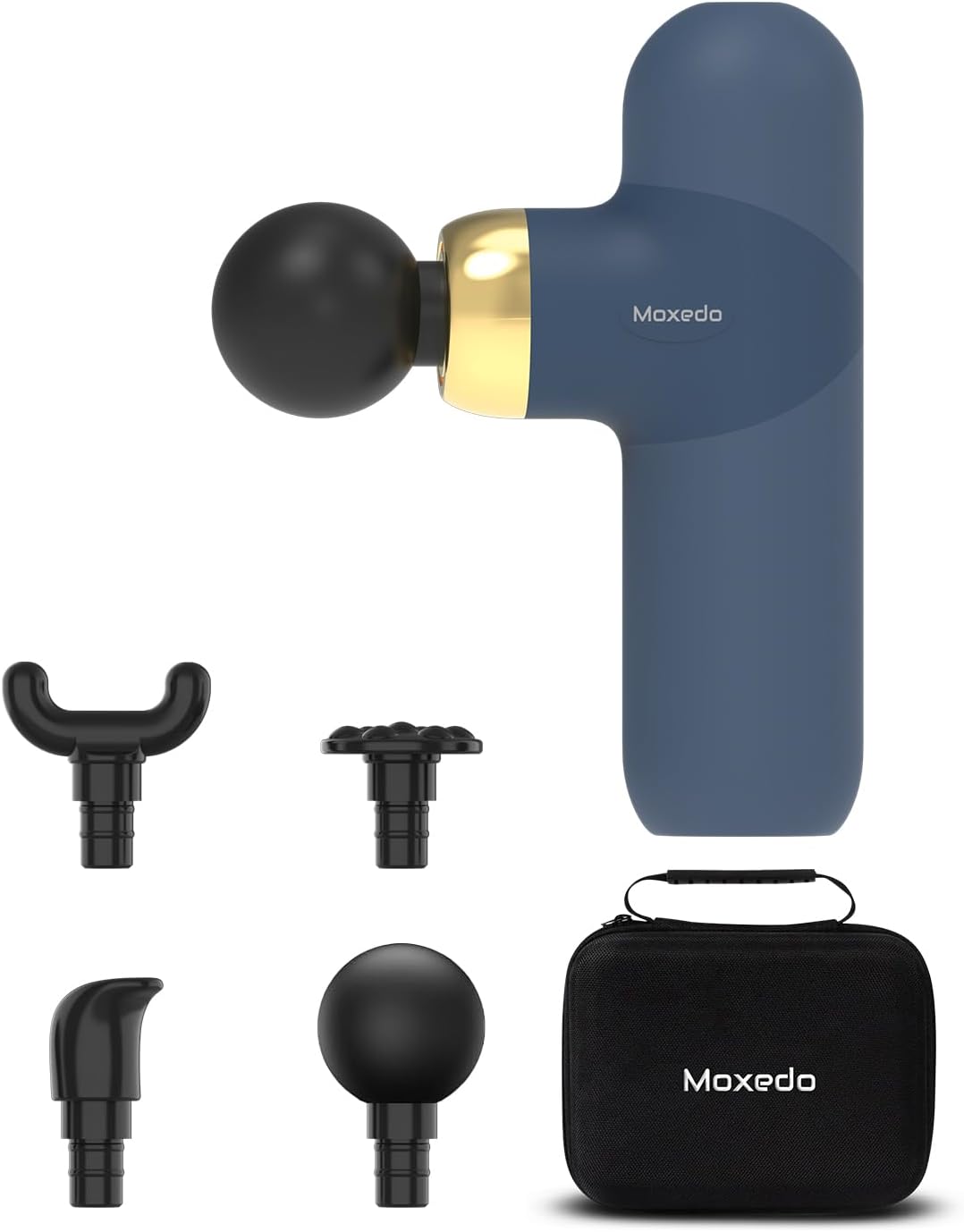 Handheld Muscle Mini Massage Gun for Back Pain Relief | Deep Tissue Portable Electric Massager with 4 Speed Levels, Quiet Brushless Motor, USB-C Rechargeable – Navy Blue