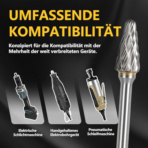 CSOOM 20 StückHartmetall Frässtifte Set, Hartmetallfräser mit Doppelschnitt, Wolfram Hartmetall Rotationsfräser, 3 mm Schaft, für Holz Gravieren, Schleifen, Schnitzen, Metallpolieren, Bohren