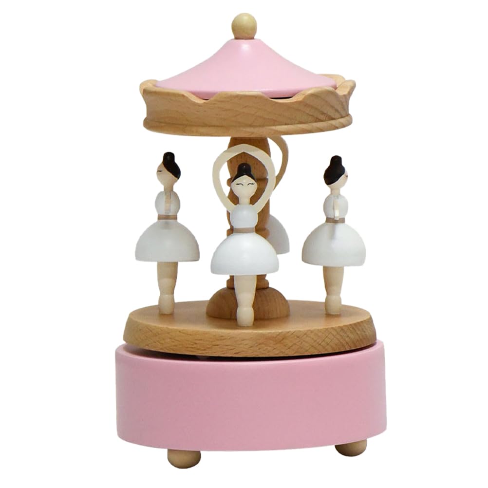 Lurrose Carillon Rotante in Legno Figurina Ballerina, Elegante Music Box per Regalo di Compleanno o Anniversario per Ragazze e Donne