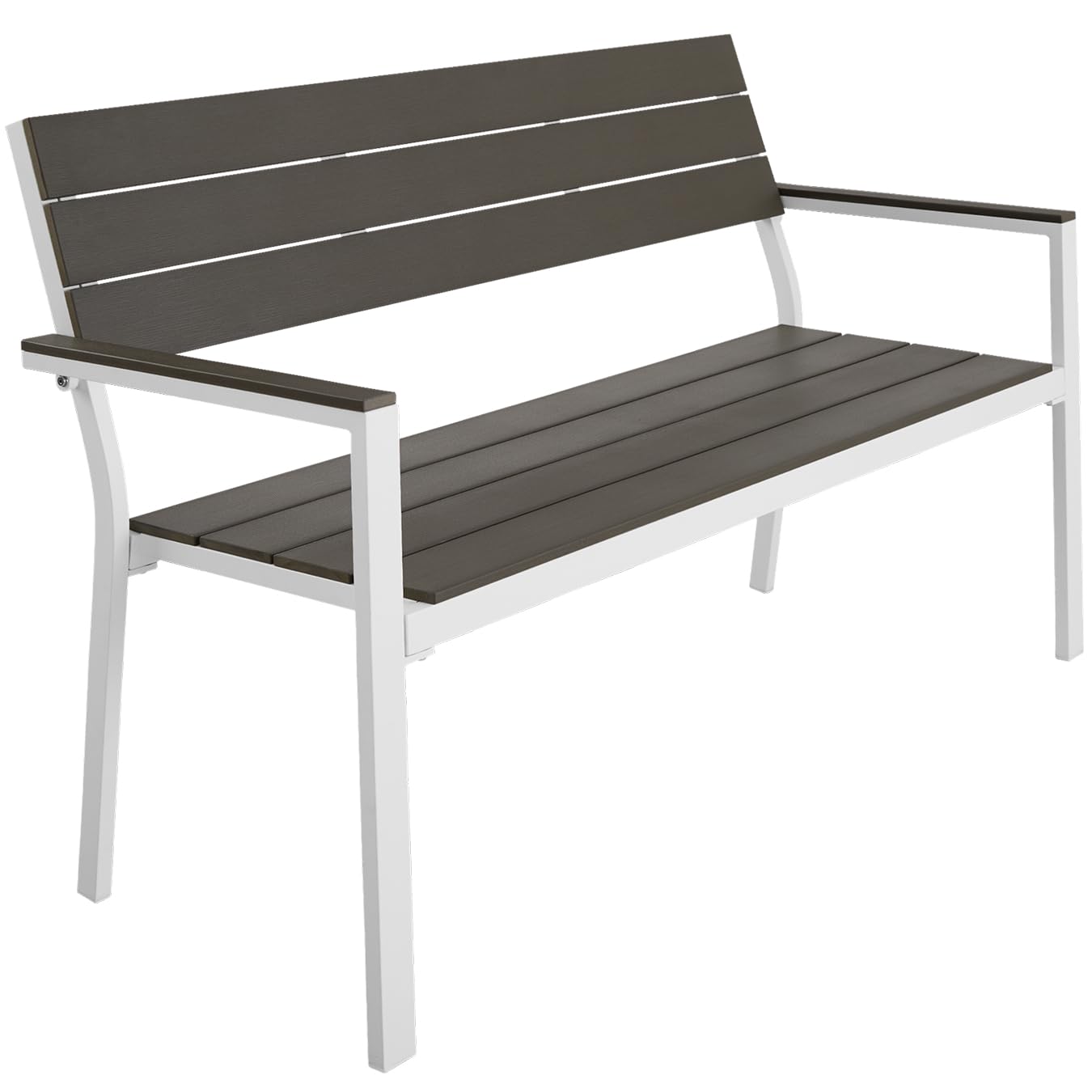 tectake® Garden Bench - 2 Seater with Aluminium Frame & Durable Slats - Suitable for Terrace, Park, Balcony, Garden Furniture & Home - Weather Resistant, Easy to Assemble, 250 kg Load - White