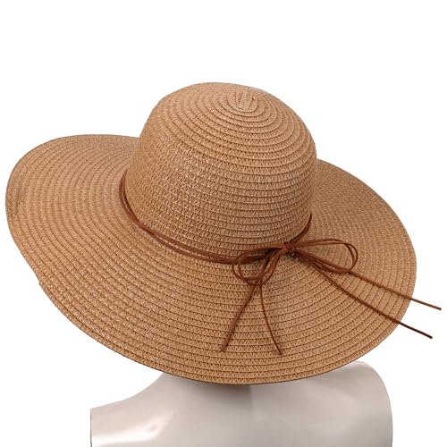 Sombrero de paja con ala ancha para mujer miniatura 5