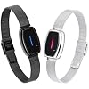 Long Distance Touch Bracelets,Vibration & Light up Couples Bracelets, Remote Smart Matching Couples Bracelet for Lovers Long Distance Relationship Girlfriend Boyfriend Xmas Gifts Black Silver Jewelry