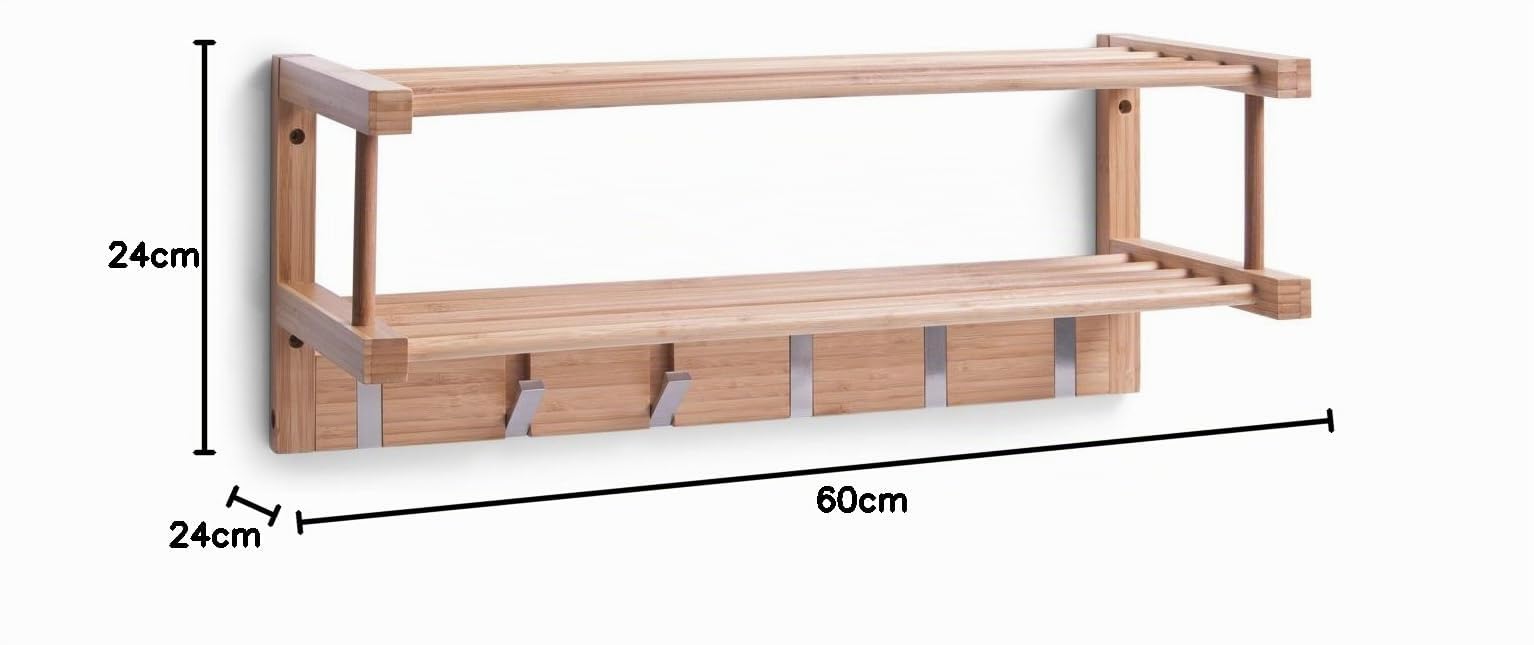 Zeller 13583 Appendiabiti da Parete, Bambú, Beige, 60x24x24 cm