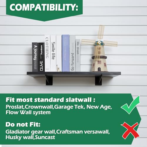 PYBTOOL 10 Inch Slatwall Shelf Bracket, Slatwall Accessories, Heavy Duty Slat Wall Shelf Bracket with Lip for Garage and Retail Display(16PC ) by PYBTOOL - Image 3