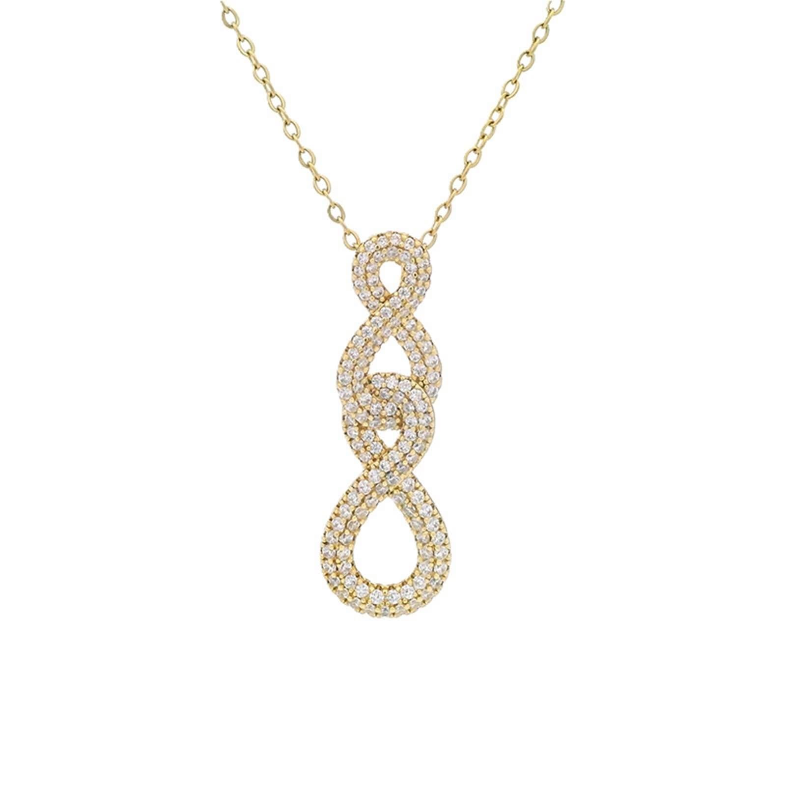 KnSam Collana in vero oro giallo 9 K/14 K/18 K con moissanite, ciondolo infinito in oro 375/585/750, collana da donna 45 cm
