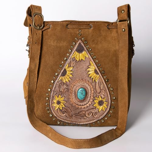 American Darling Messenger Suede Hand Tooled Genuine Leather Western Women Bag | Handbag Purse2