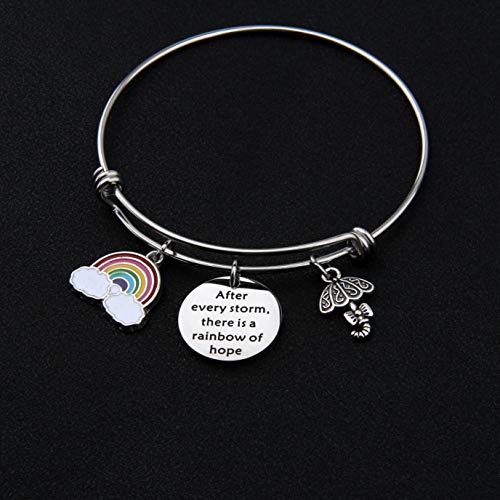 Inspirational Bracelet Encouragement Gift After Every Storm There Is A Rainbow Of Hope Rainbow Charm Bracelet Memorial Jewelry Gift(rainbow bracelet)3