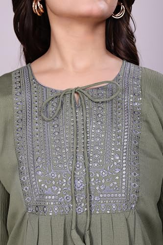 Image of SHANTVAN GALLERY Women's Tunics - Stylish & Comfortable Kurti for Woman with 3 /4 Designer Sleeves | Elegant Indian Short Tunic Top for Ladies | Casual, Festive