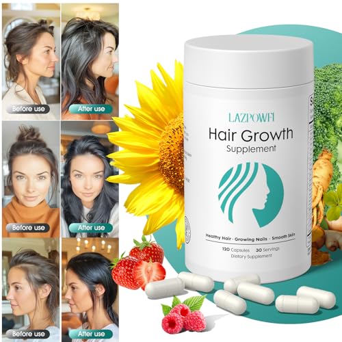 Lazpowfi Hair Growth Vitamins, Biotin 10000mcg, 18-in-1 with Vitamin A, B3, C, D, E, Calcium, Hair Growth Supplement, Supports Hair & Nails Natural Growth, for Women & Men - Image 5