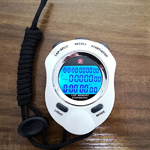 Rolilink Stopwatch, Stop Watch With Backlight 10 Lap Waterproof Stopwatches Timer For Sports And Competitions(White) #TOP4